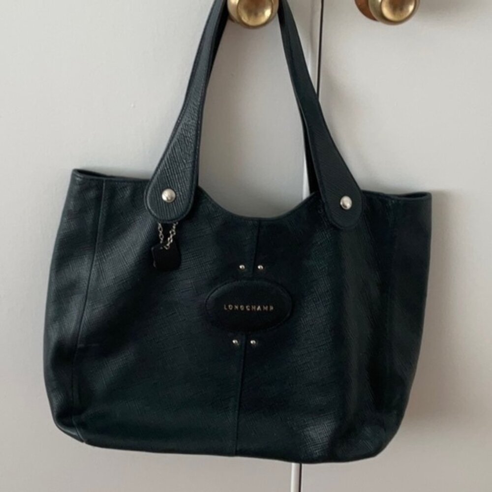 Vintage Longchamps tote, pebble grain leather, mint condition
